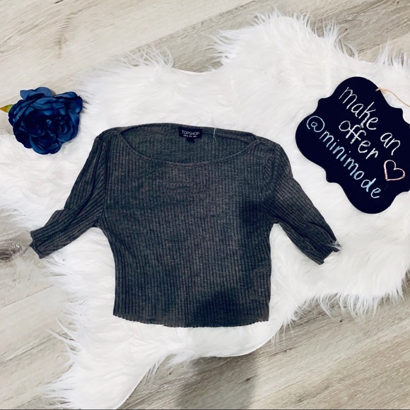 MOVING SALE! Gray Ribbed Topshop Crop Top - Picture 3 of 8